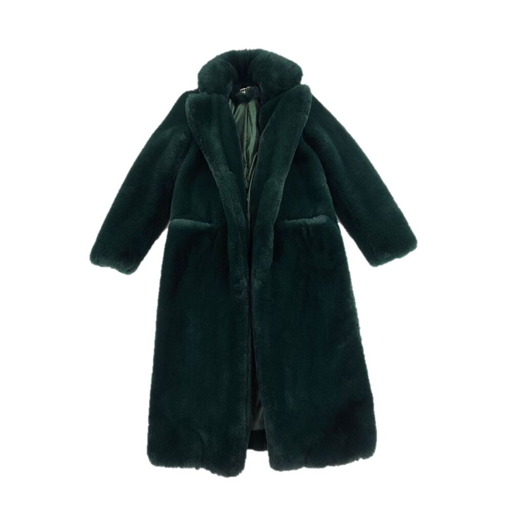 NEW Apparis Laurie Faux Fur Coat Emerald Green Boho Maximalist Glam French Girl